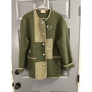 Idomeneo Embroidered Wool Waistcoat Jacket Cardigan Made In Austria Sz 38 L/XL *